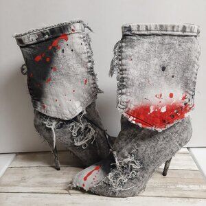 Fashion Nova High-Heeled Painted Jean Boots